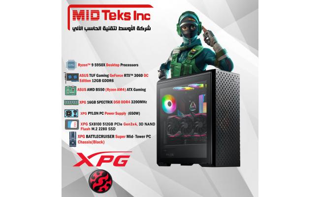Gaming Desktop (MID-38),AMD Ryzen™ 7,DDR4 /16GB ,SSD 512GB ,RTX 3060 ,TUF MB B550,XPG PYLON 650W,XPG DEFENDER PRO